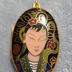Cloisonne Locket/Young Oriental Man